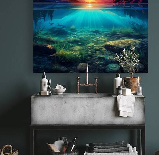 A serene landscape featuring rolling hills under a clear blue sky with a tranquil river flowing through the lush greenery. by Megh25000