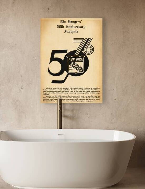 1976 New York Rangers Logo Art by Row One Brand