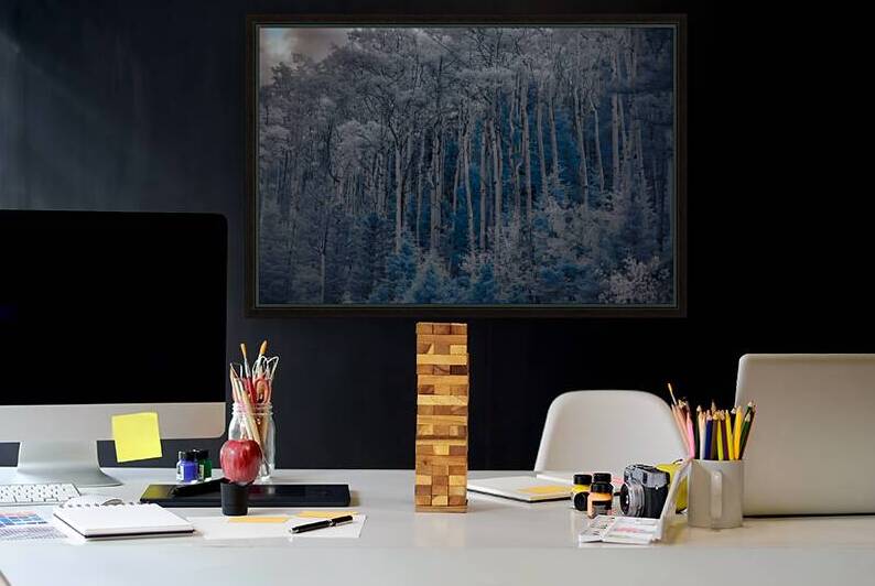 Ethereal Blue Amidst Monochrome Forest by Dream World Images