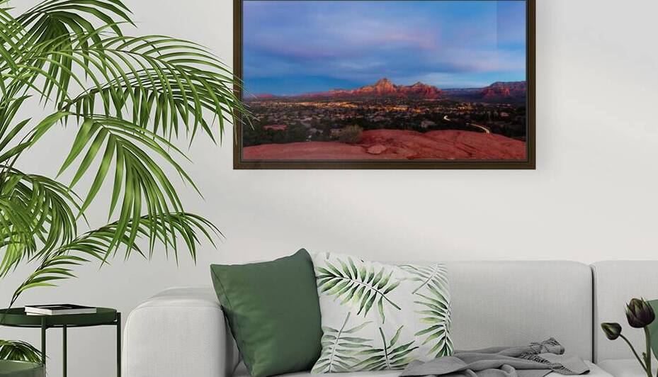 Sunset Over Sedona: Red Rocks and City Lights by Shallowshark