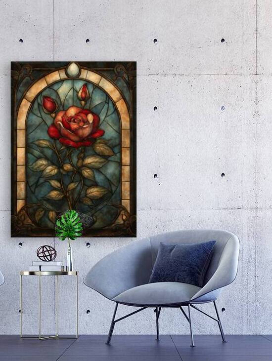Stained Glass Red Rose by Anne Laure GOUPIL