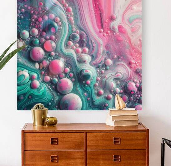 Pink  Green Fluid Art by Legacy Artworks