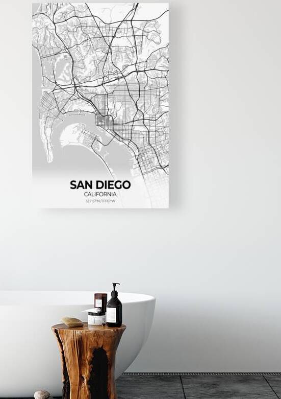 San Diego California City Map Print by Conceptual Photography