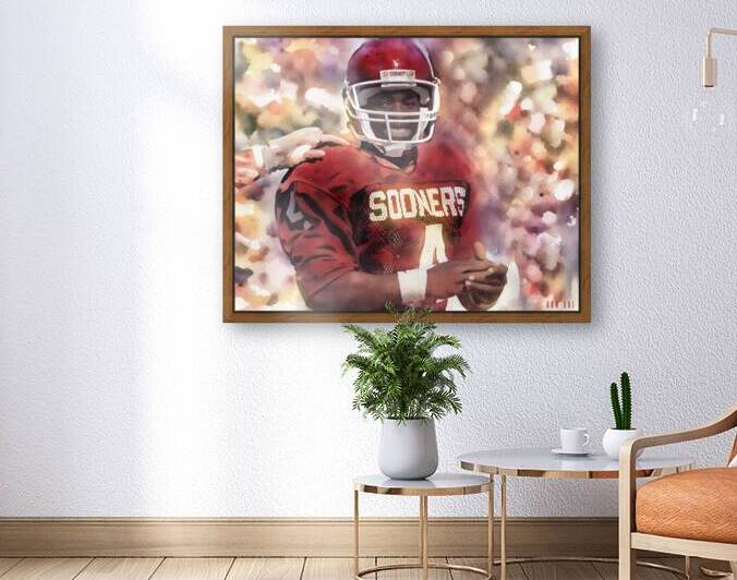 jamelle holieway oklahoma sooners football art by Row One Brand