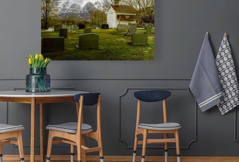 Kvalvik Graveyard and the Peak Kistbergtinden. by Norma Brandsberg Photography