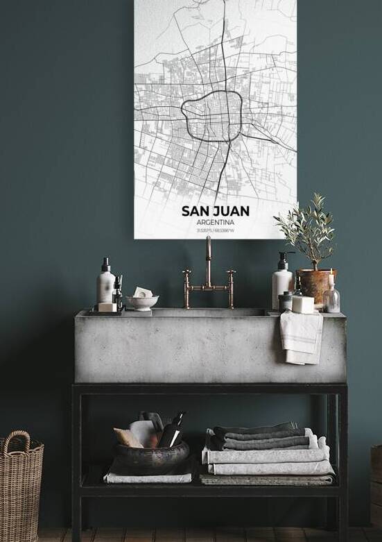 San Juan Argentina City Map Print by Conceptual Photography
