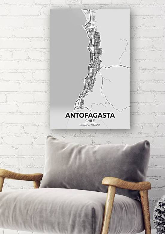 Antofagasta Chile City Map Print by Conceptual Photography