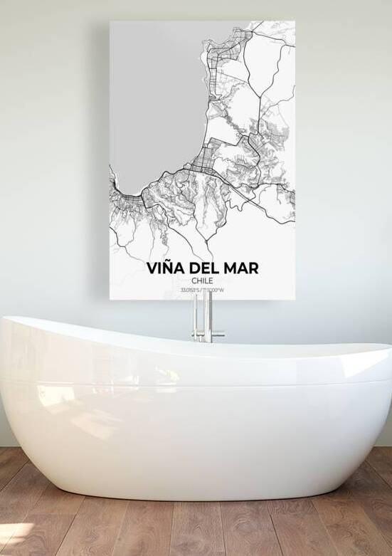Vina del Mar Chile City Map Print by Conceptual Photography