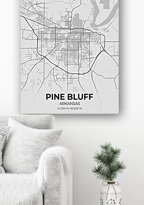 Pine Bluff Arkansas City Map Print by Conceptual Photography