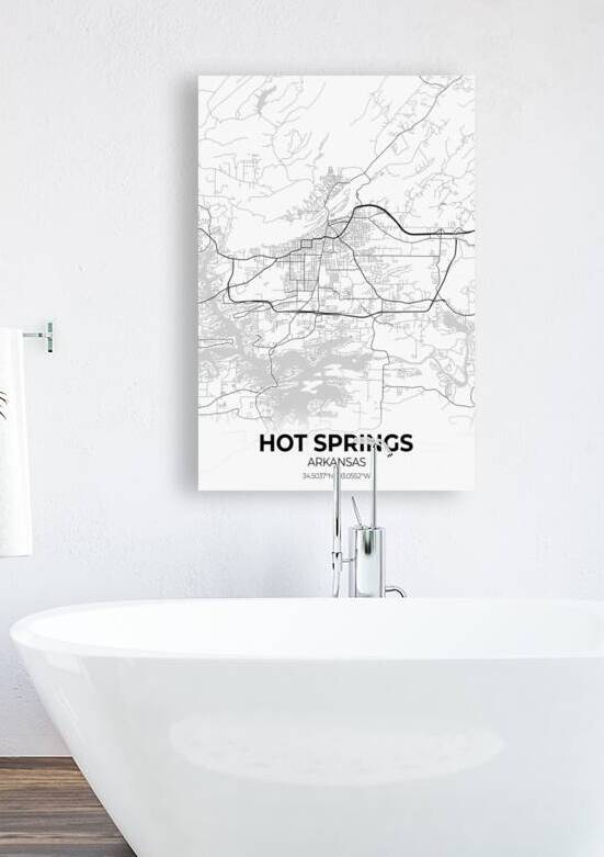 Hot Springs Arkansas City Map Print by Conceptual Photography
