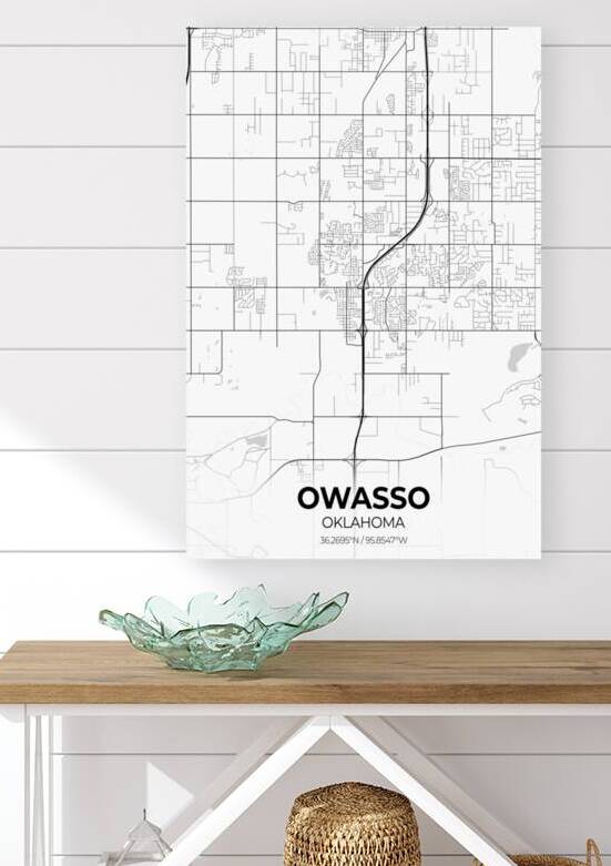 Owasso Oklahoma City Map Print by Conceptual Photography