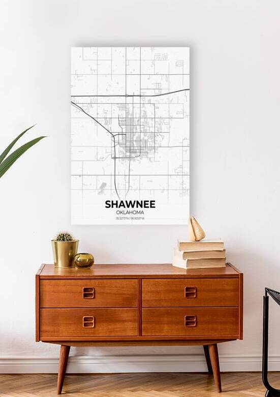 Shawnee Oklahoma City Map Print by Conceptual Photography