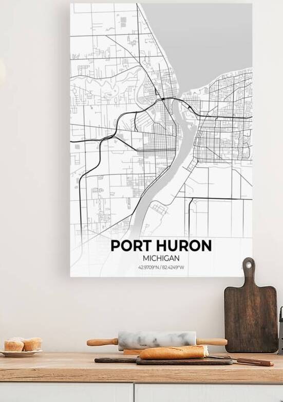 Port Huron Michigan City Map Print by Conceptual Photography