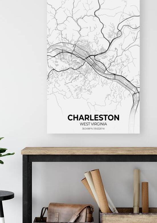 Charleston West Virginia City Map Print by Conceptual Photography