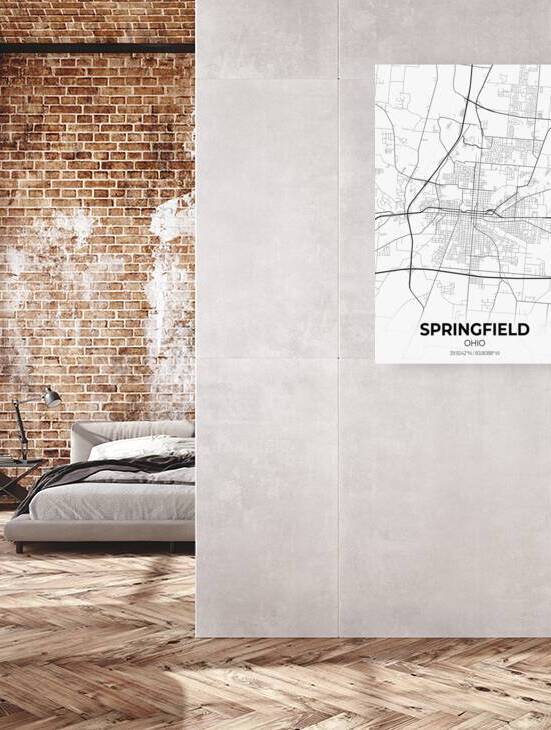 Springfield Ohio City Map Print by Conceptual Photography
