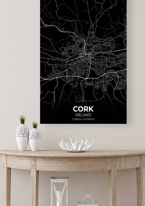 Cork Ireland City Map Print by Conceptual Photography