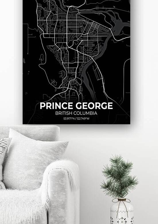 Prince George British Columbia City Map Print by Conceptual Photography