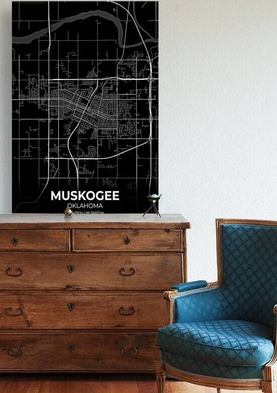 Muskogee Oklahoma City Map Print by Conceptual Photography