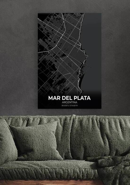 Mar del Plata Argentina City Map Print by Conceptual Photography