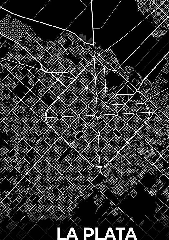 La Plata Argentina City Map Print by Conceptual Photography