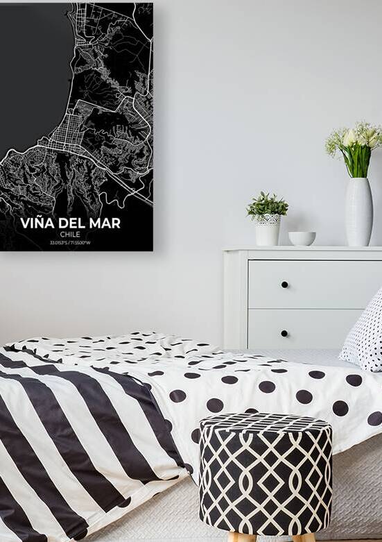 Vina del Mar Chile City Map Print by Conceptual Photography
