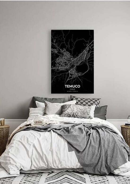 Temuco Chile City Map Print by Conceptual Photography