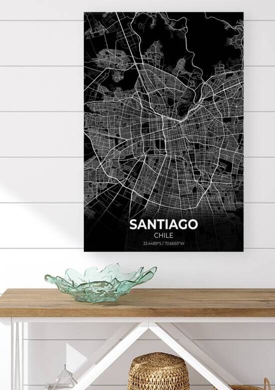 Santiago Chile City Map Print by Conceptual Photography
