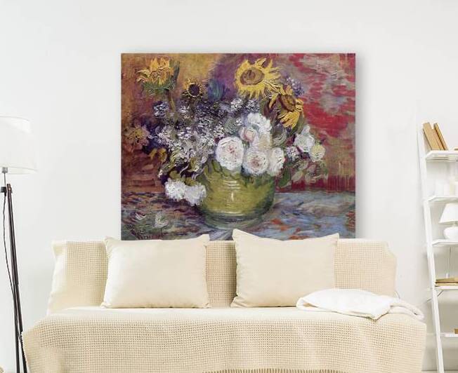 Vincent van Goghs Bowl With Sunflowers Roses And Other Flowers 1886 by Art Of Destiny