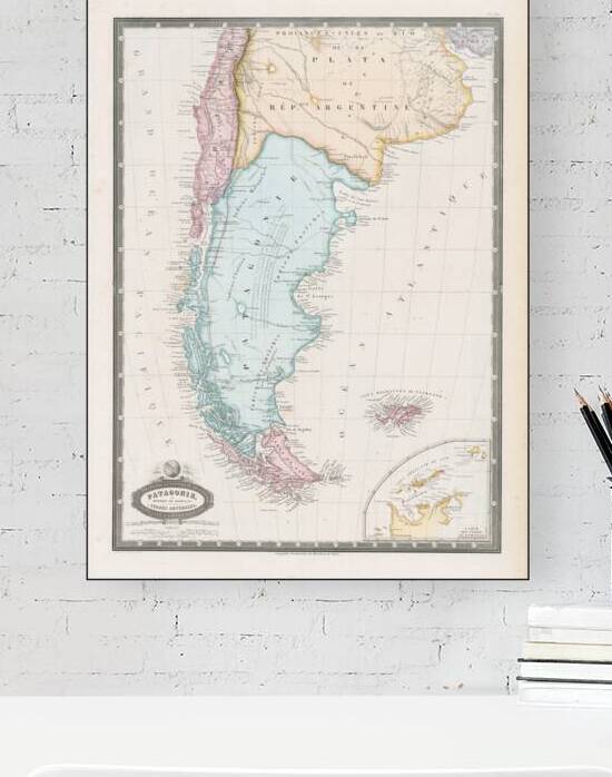 1860 Map of Patagonia Showing Natural Features Settlements and Coastal Geography of Southern Argentina and Chile in the Mid-19th Century by History In Your Home