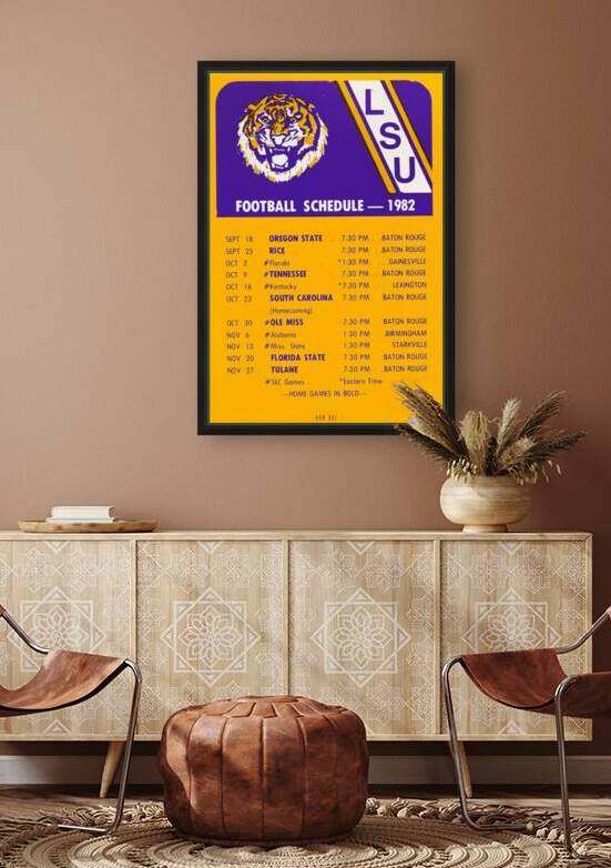 1982 LSU Football Schedule Art by Row One Brand