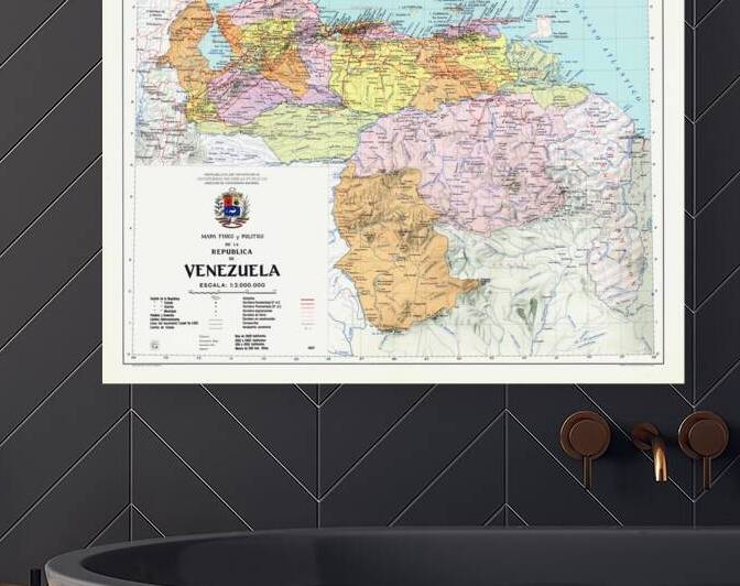 1967 Map of the Republic of Venezuela Depicting National Boundaries Provinces and Natural Resources in Mid-20th Century South America by History In Your Home