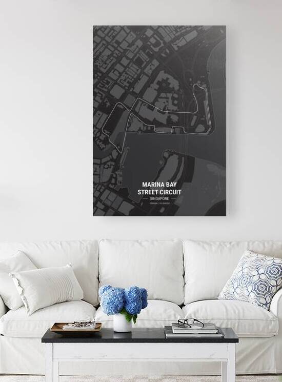 Marina Bay Street Circuit Race Track Map Print by Conceptual Photography