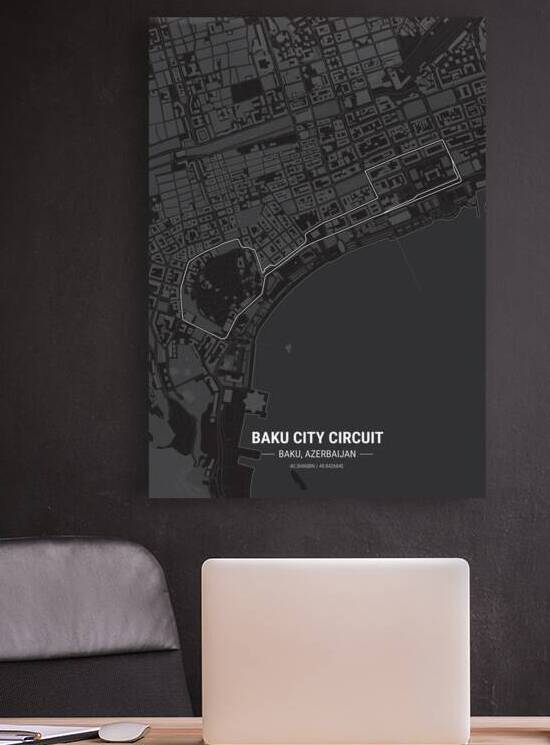 Baku City Circuit Map Print by Conceptual Photography