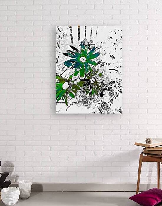 Abstract Bold Green and Black Daises  by Catriona Roberts Nature Photography and Designs