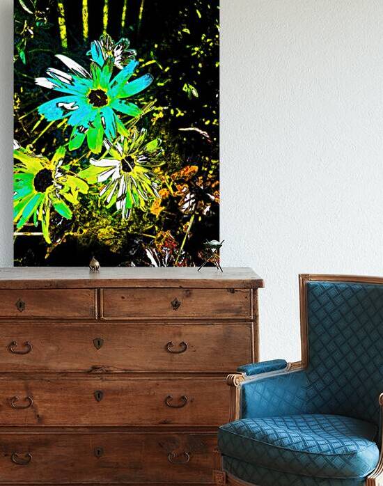 Abstract Blue and Green Daises by Catriona Roberts Nature Photography and Designs