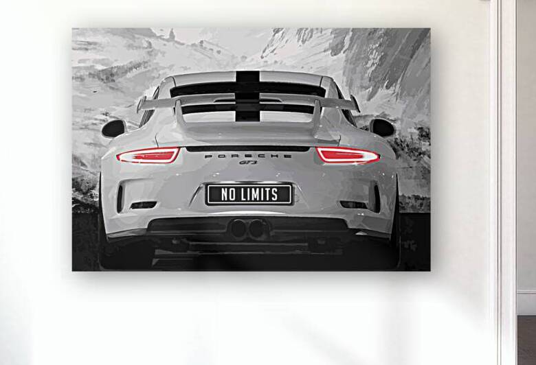 No Limits Porsche License Plate Motivational Print by Conceptual Photography