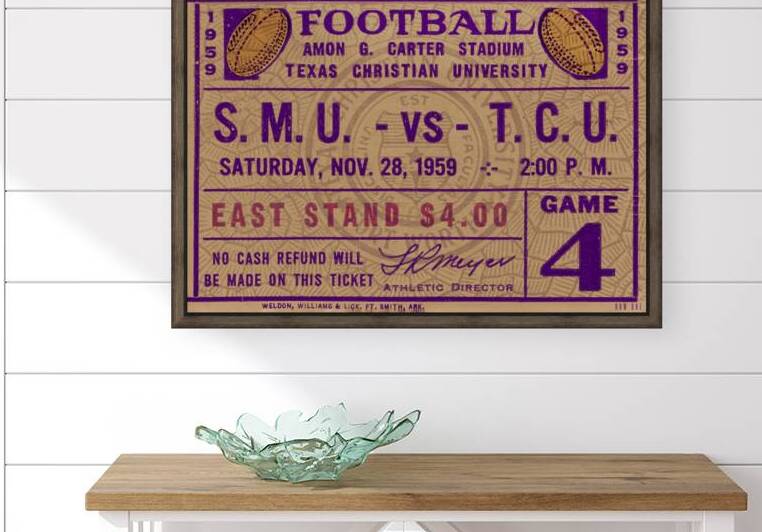 1959 TCU Football Ticket Stub Remix Art by Row One Brand