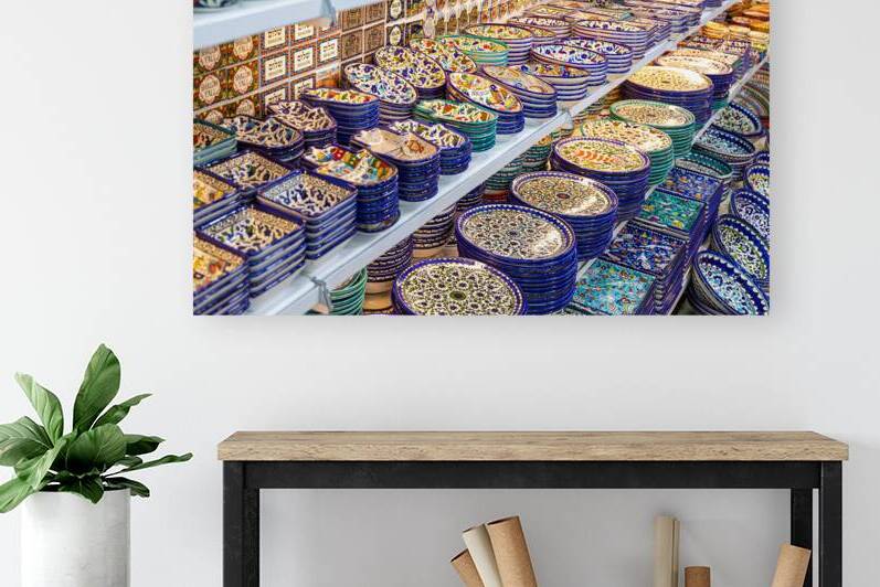 Souvenirs in Jerusalem Old City Arab quarter near Church of Holy Sepulchre and Dome of the Rock by Elijah Lovkoff