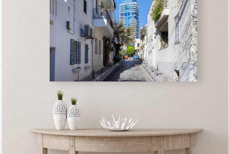 Israel Tel Aviv historic neighborhood Neve Tzedek with art galleries boutiques and old houses by Elijah Lovkoff