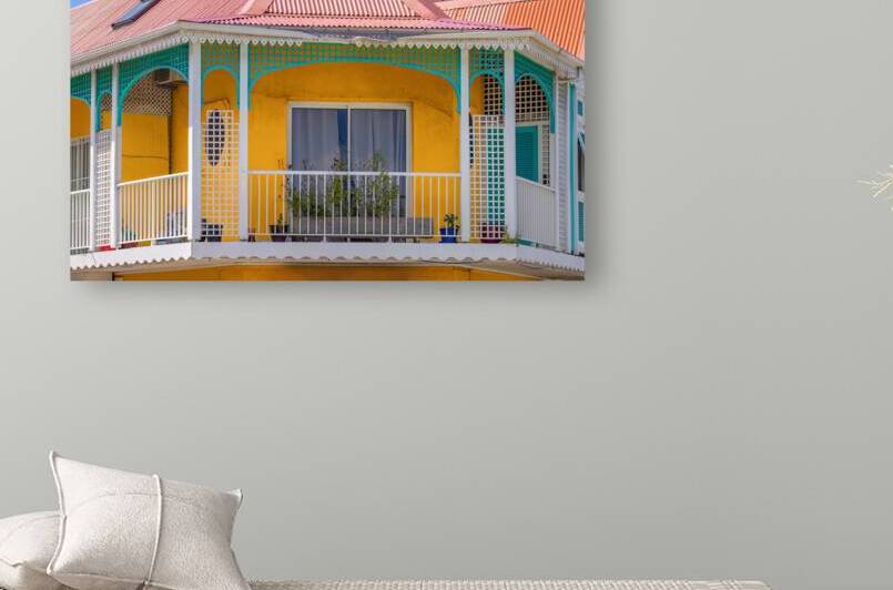 Caribbean cruise vacation. Colonial scenic colorful streets of Marigot in Saint Martin by Elijah Lovkoff