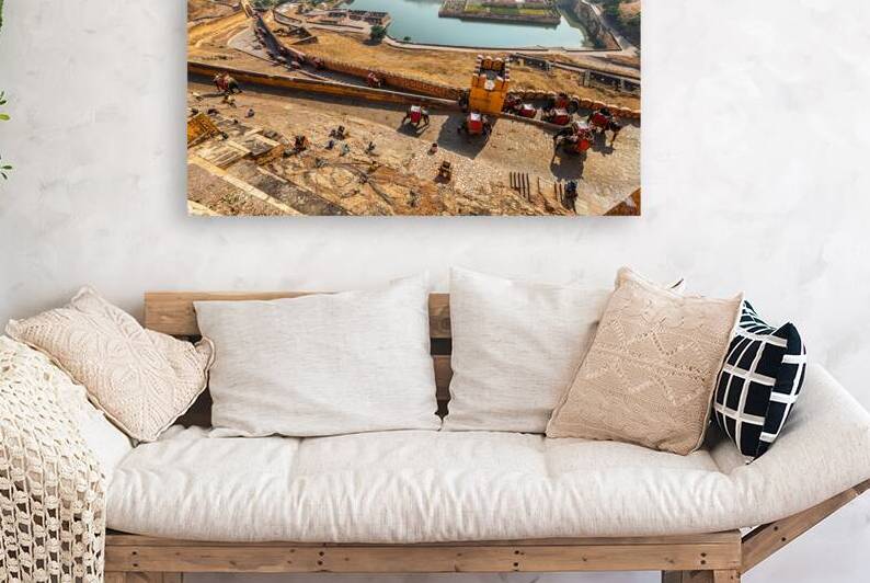 Tourists riding elephants on ascend to Amer fort by Dmitry Rukhlenko