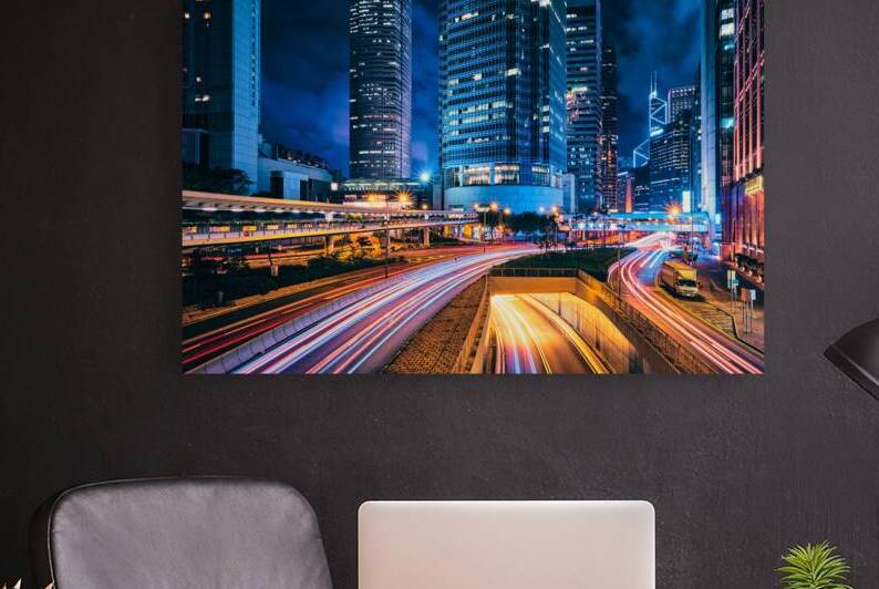 Street traffic in Hong Kong at night by Dmitry Rukhlenko