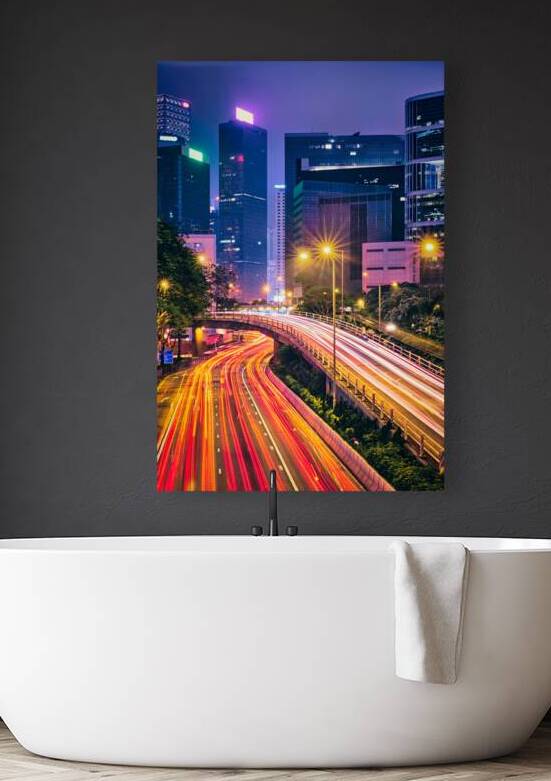 Street traffic in Hong Kong at night by Dmitry Rukhlenko