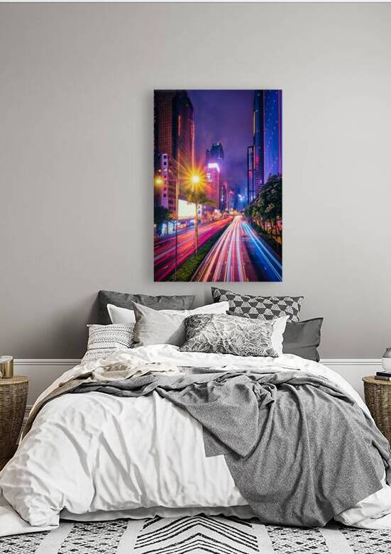 Street traffic in Hong Kong at night by Dmitry Rukhlenko