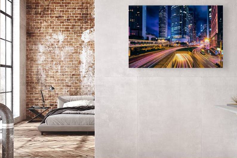 Street traffic in Hong Kong at night by Dmitry Rukhlenko