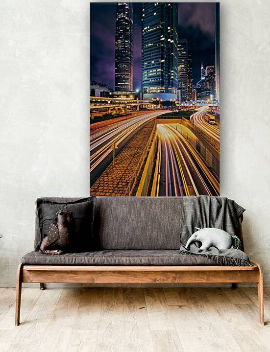 Street traffic in Hong Kong at night by Dmitry Rukhlenko