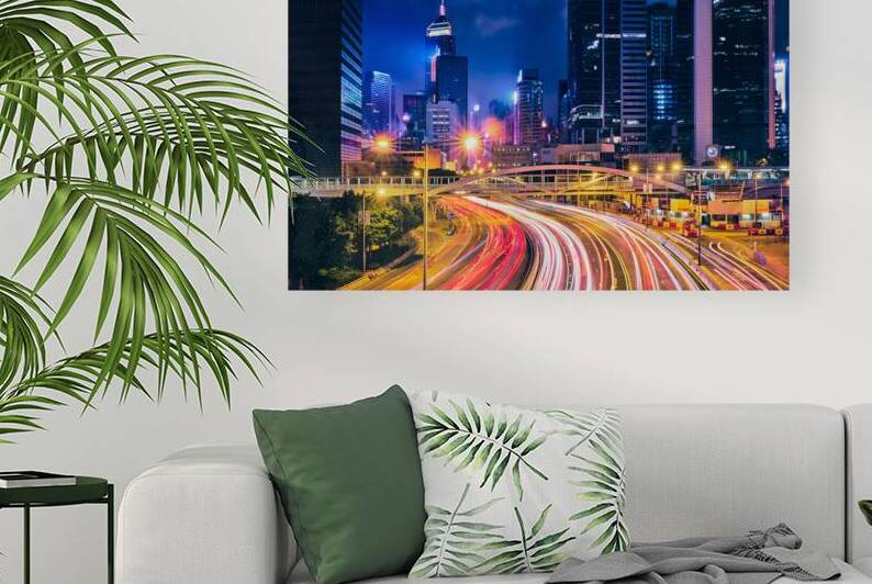 Street traffic in Hong Kong at night by Dmitry Rukhlenko