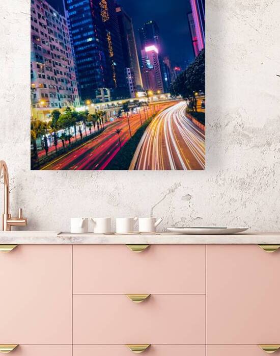 Street traffic in Hong Kong at night by Dmitry Rukhlenko