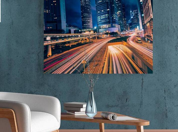 Street traffic in Hong Kong at night by Dmitry Rukhlenko