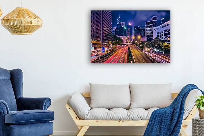 Street traffic in Hong Kong at night by Dmitry Rukhlenko